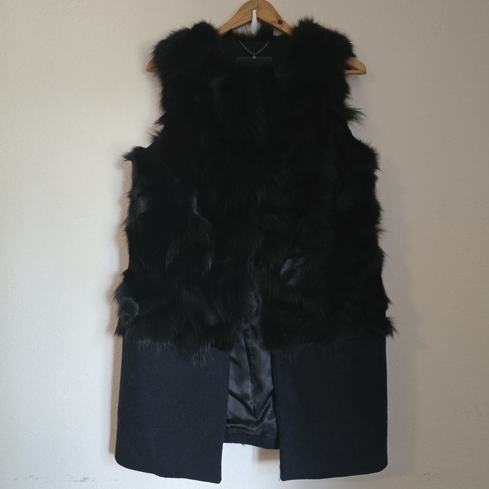 BCBGMaxAzria Luxurious Black Faux Fur Vest